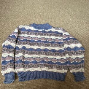 Vintage Knit Sweater - Blue and Beige